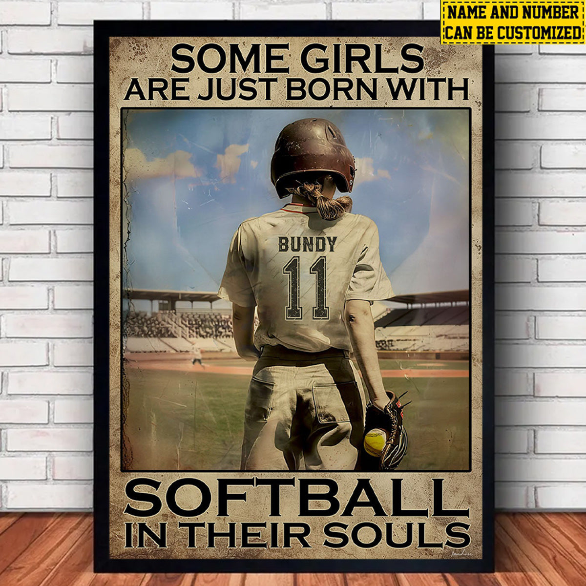 “Some Girls Are Just Born With Softball” Poster / Canvas - Personalized Gift for Softball Girls