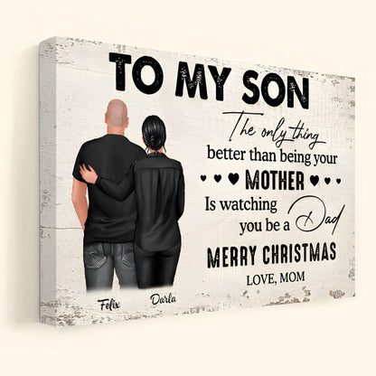 Heartfelt Personalized Canvas for Son from Mom: "Watching You Be a Dad"