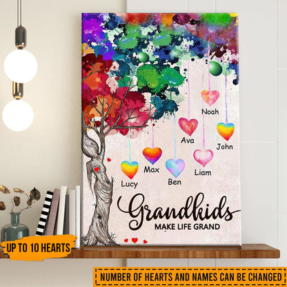 Custom Grandkids 'Make Life Grand' Canvas - Family Tree Gift for Grandparents