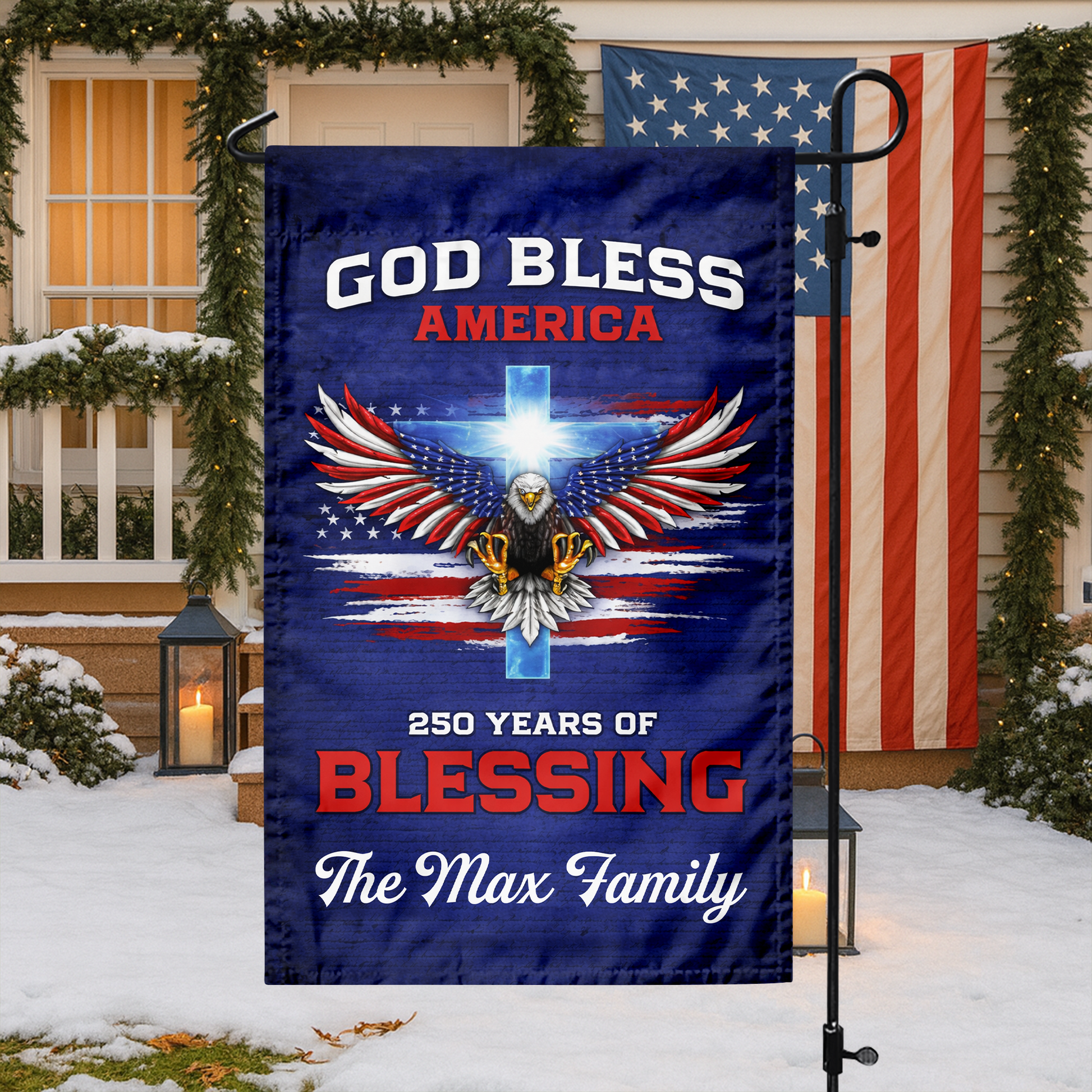 250 Years Of Blessing - Personalized 250th Anniversary USA Patriotic Garden Flag
