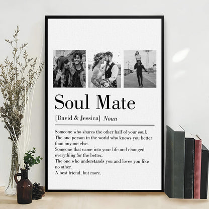 Personalized 'Soul Mate' Canvas: Definition Art for Couples & Anniversaries