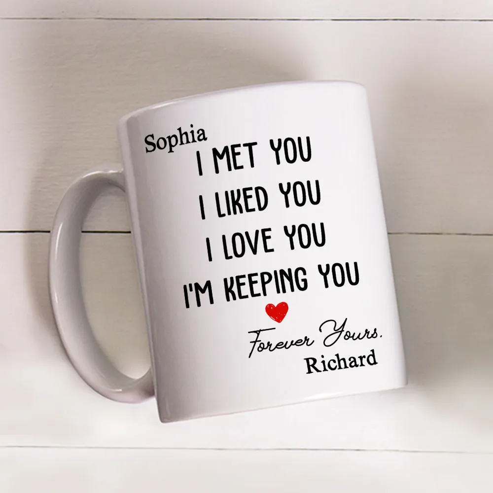 I Met You I Liked You I Love You - Personalized Custom Couple Coffee Mug