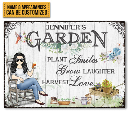 Plant Smiles Grow Laughter Harvest Love - Personalized Custom Classic Garden Metal Signs
