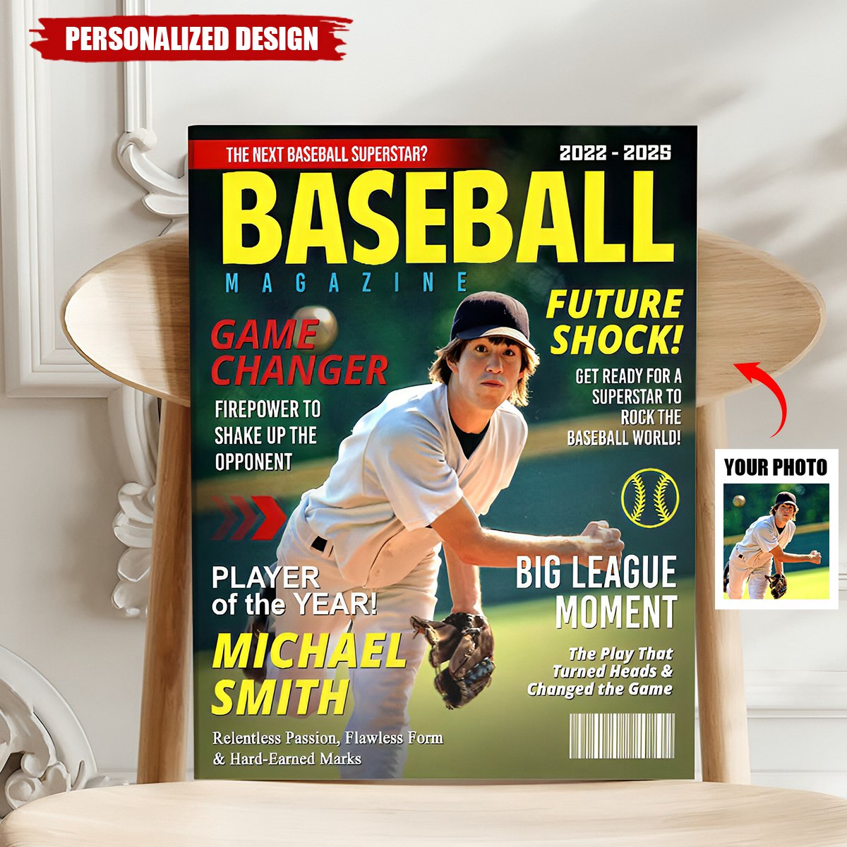 Personalized Baseball Magazine Cover Poster / Canvas - Custom Graduation Gifts for Baseball Player