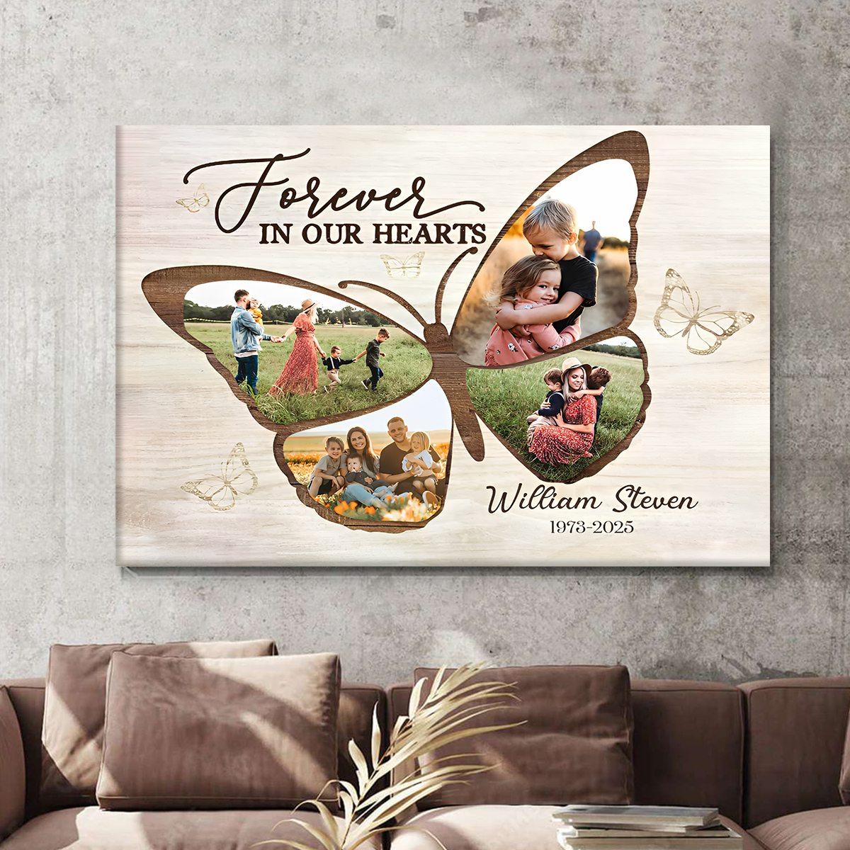 Personalized Butterfly Memorial Canvas / Poster - Custom Photo Memorial Gift
