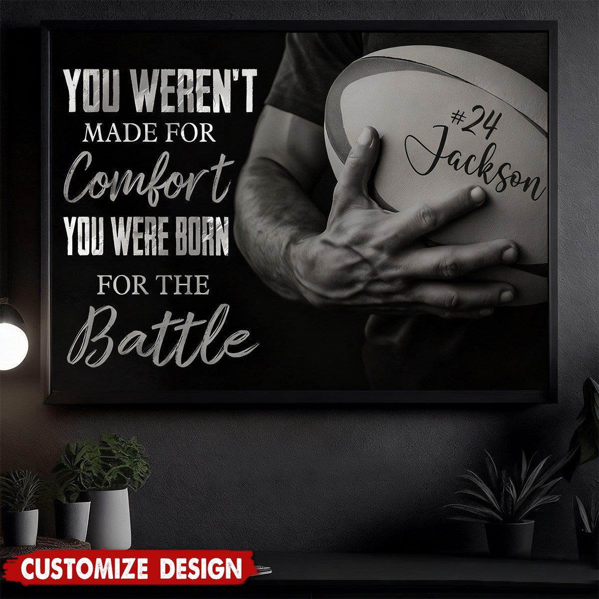Personalized “You Were Born For The Battle” Rugby Canvas / Poster - Motivational Gift for Rugby Lovers
