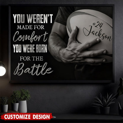 Personalized “You Were Born For The Battle” Rugby Canvas / Poster - Motivational Gift for Rugby Lovers