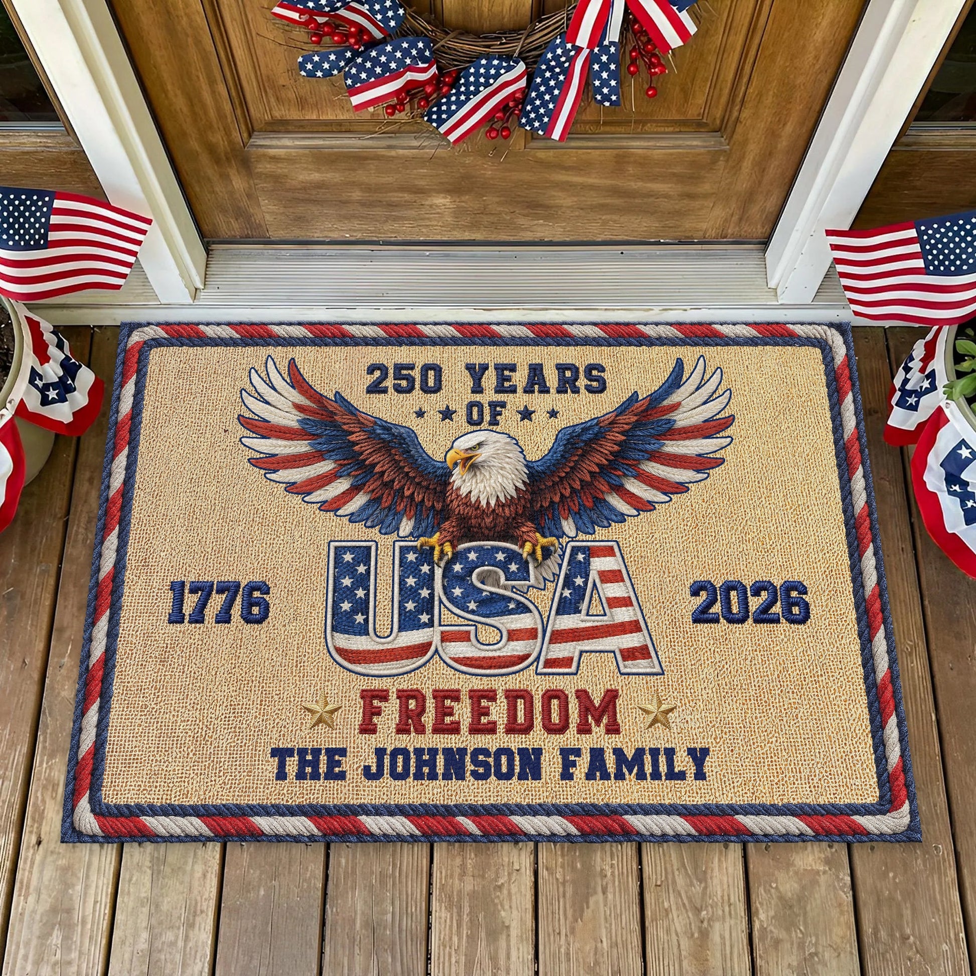 USA 250 Anniversary - Personalized Family Name Doormat