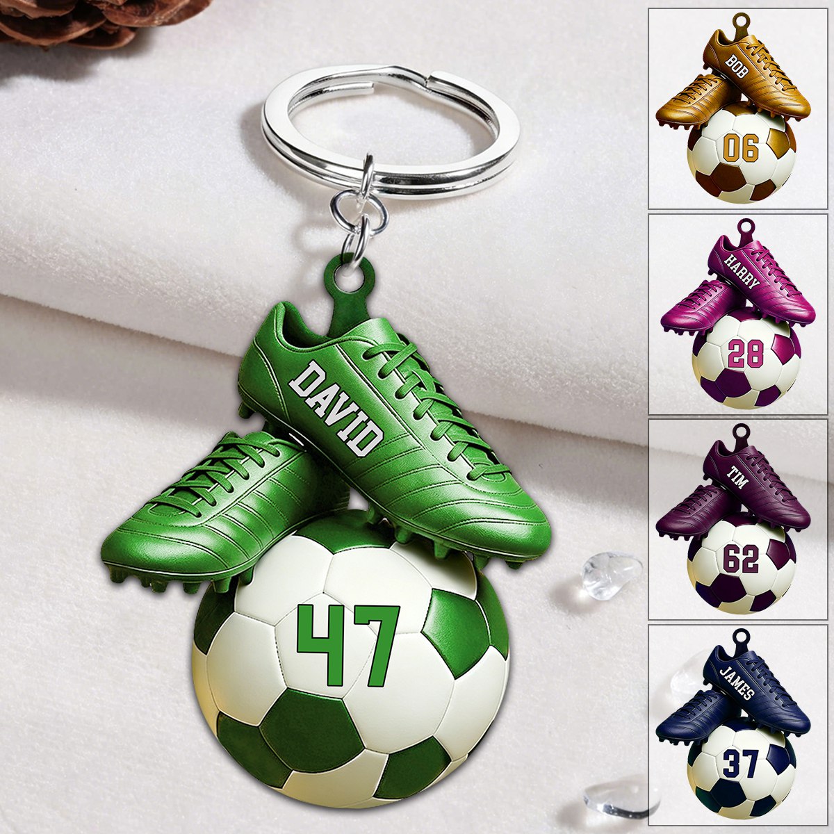 Personalized Soccer Keychain - Custom Name & Jersey Number Gift for Fans