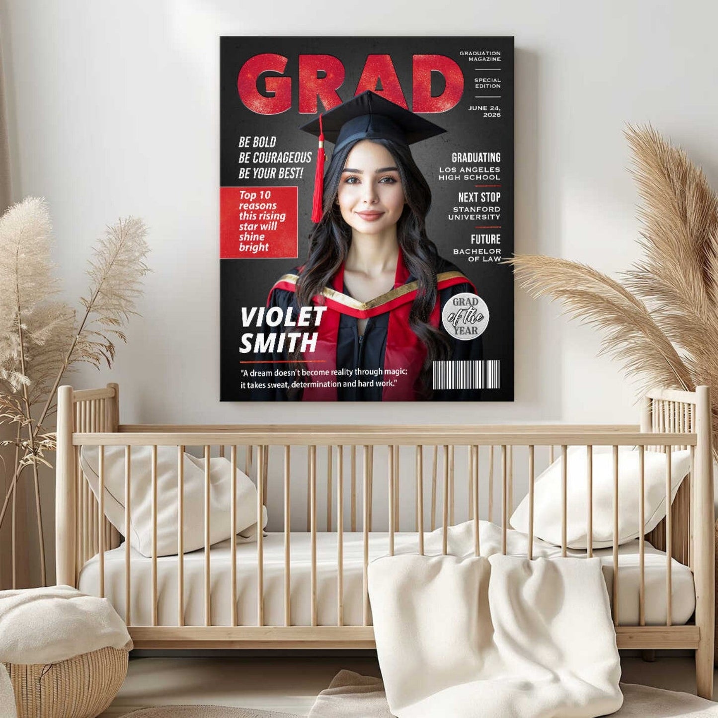 Custom Photo Magazine Cover Canvas / Poster - Personalized Graduation Gift