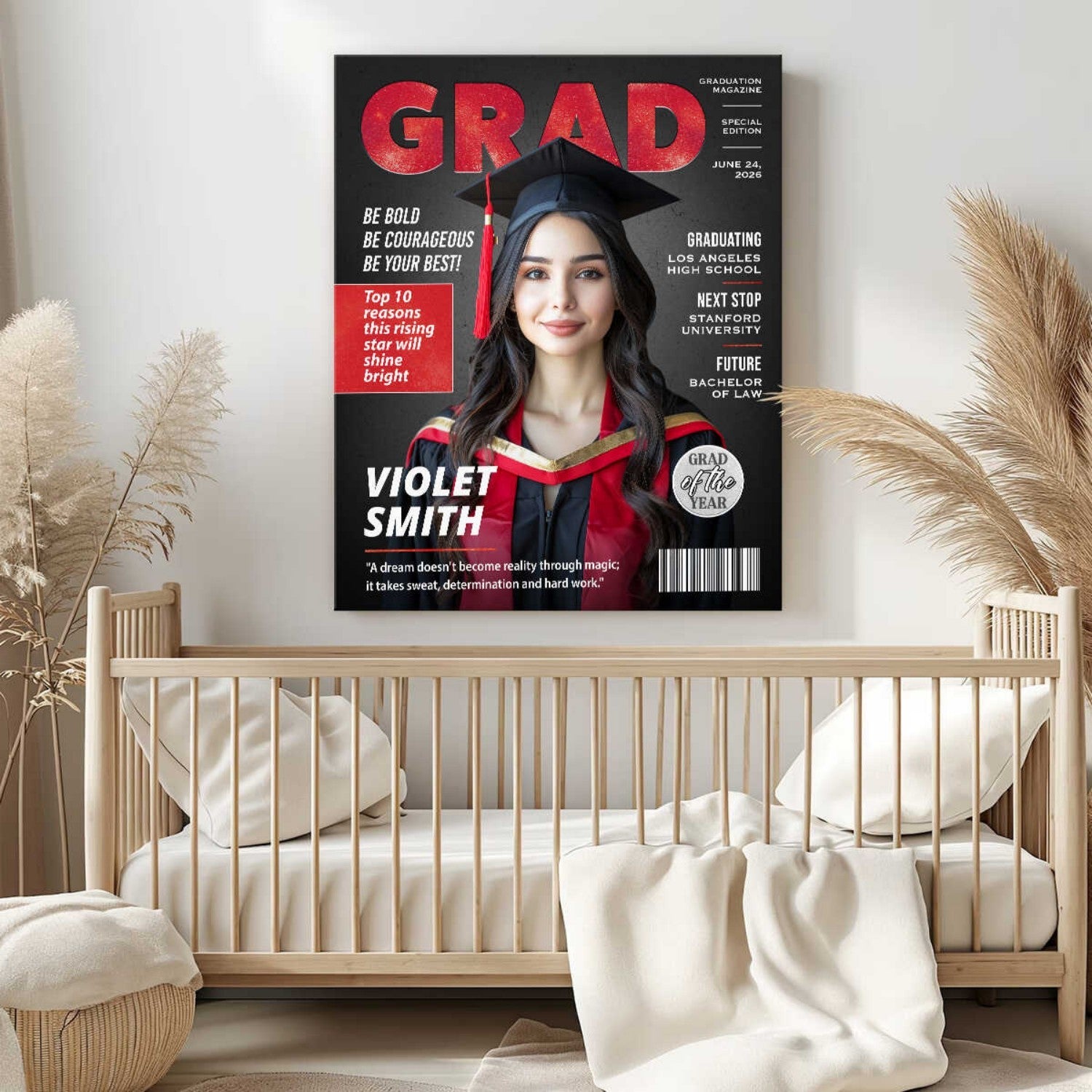 Custom Photo Magazine Cover Canvas / Poster - Personalized Graduation Gift