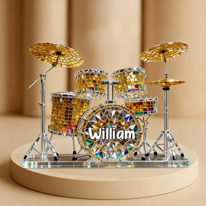 Custom Name Drum Set Acrylic Plaque -  Personalized Gift for Drummers