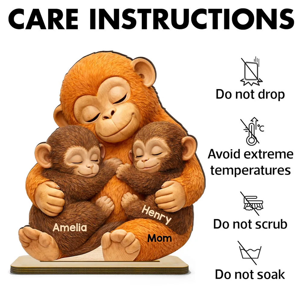 Mother Monkey & Children - Personalized Plaque