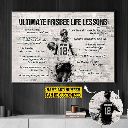 Personalized Ultimate Frisbee Life Lessons Poster / Canvas - Gift For Ultimate Frisbee Lovers