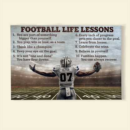 “Football Life Lessons” Personalized Canvas / Poster - Custom Name & Number Gift