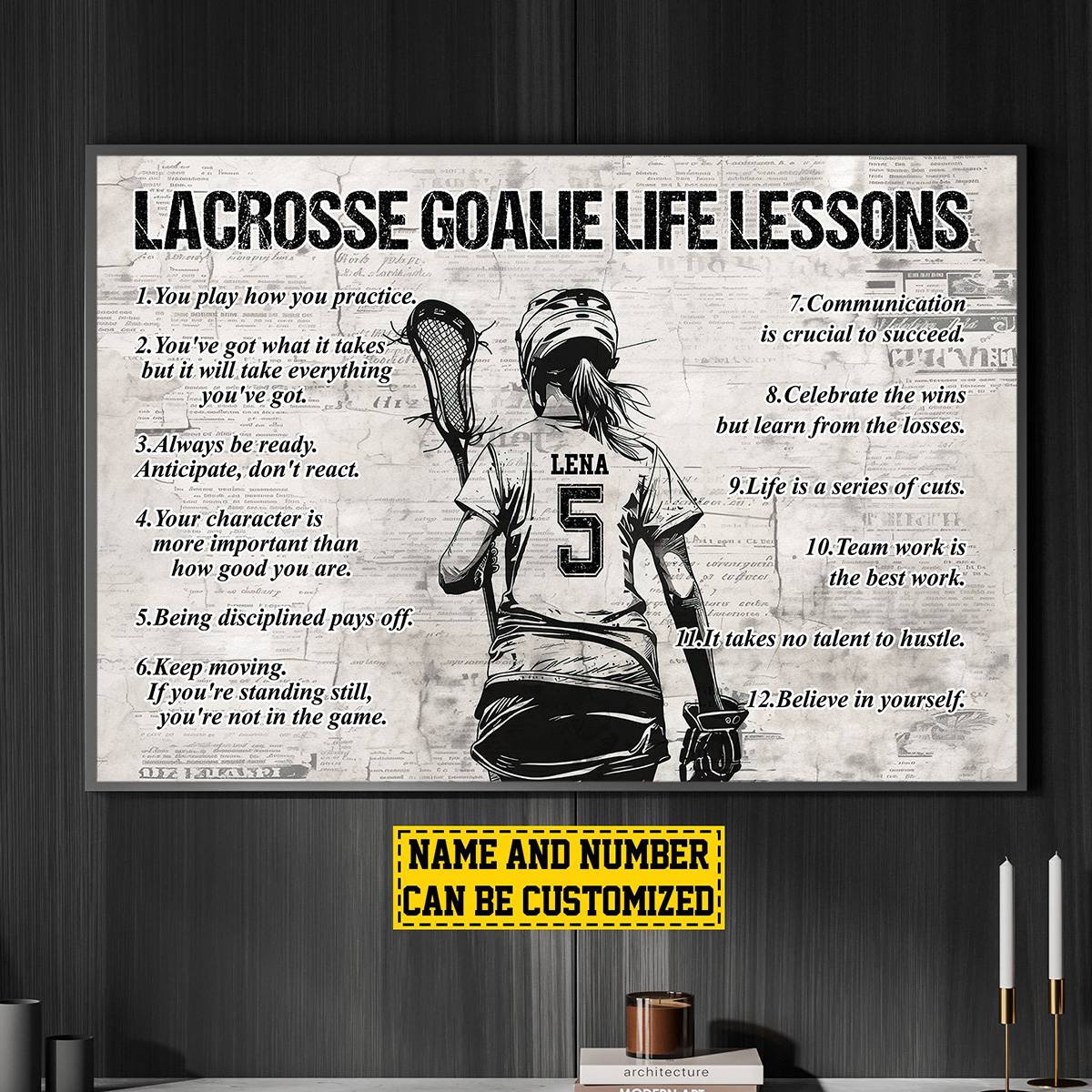 “Lacrosse Goalie Life Lessons” - Personalized Poster / Canvas Gift for Girls
