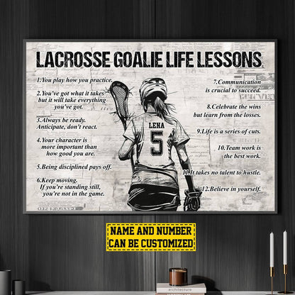 “Lacrosse Goalie Life Lessons” - Personalized Poster / Canvas Gift for Girls