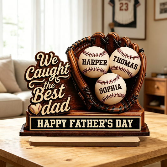 Personalized Baseball Dad Plaque for Dad with personalized design details for meaningful gifting