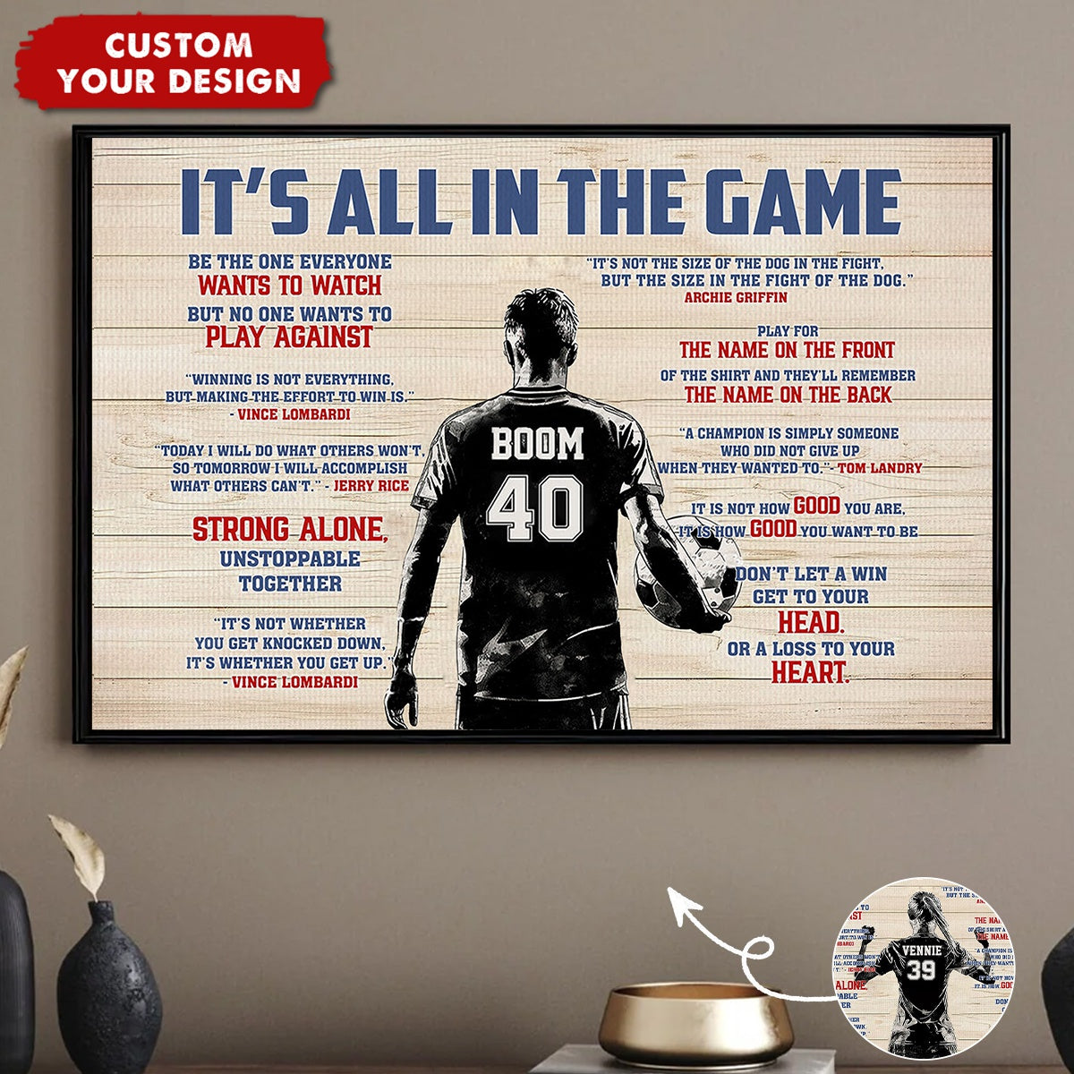“It’s All In The Game” Personalized Soccer Poster / Canvas - Custom Gift for Boy & Girl Players