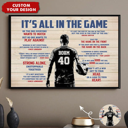 “It’s All In The Game” Personalized Soccer Poster / Canvas - Custom Gift for Boy & Girl Players