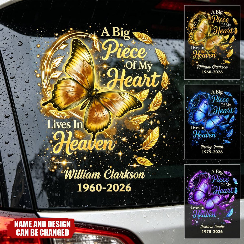 Big Piece Of My Heart Lives In Heaven - Personalized Butterfly Decal 商品缩略图