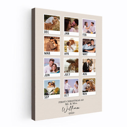 Personalized 'First Christmas As Mr & Mrs' Photo Canvas for Couples