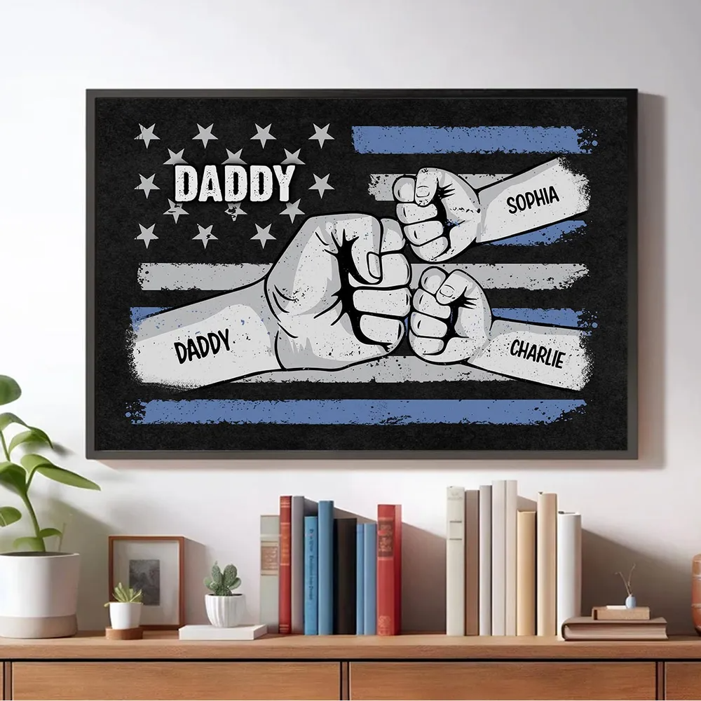 Personalized Fist Bump Nation Flag Poster / Canvas - Father’s Day Gift for Dad & Grandpa