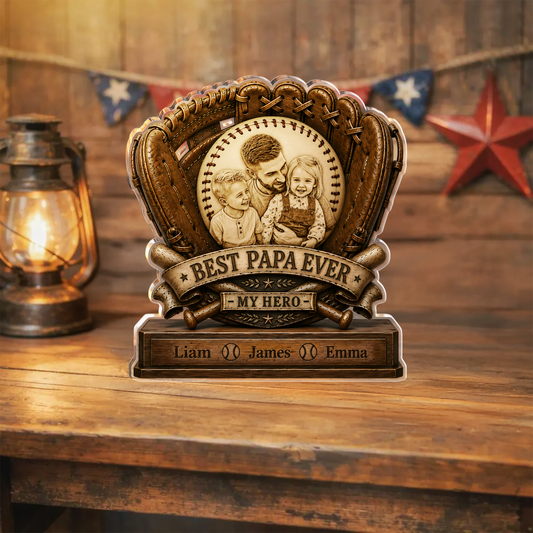Personalized Best Dad Ever Baseball Plaque for Dad with personalized design details for meaningful gifting