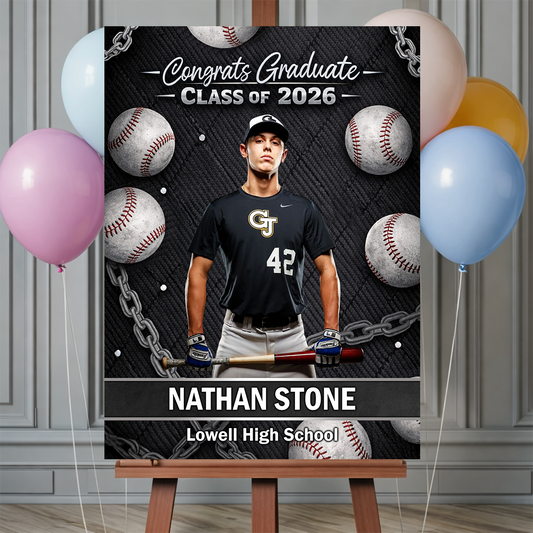 Class of 2026 Baseball Welcome Poster / Canvas - Personalized Graduation Decor