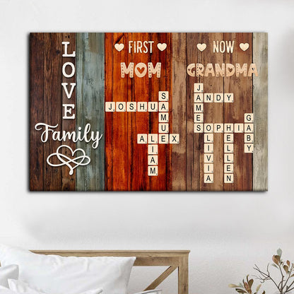 Heartfelt Custom 'First Mom Now Grandma' Scrabble Canvas for Nana