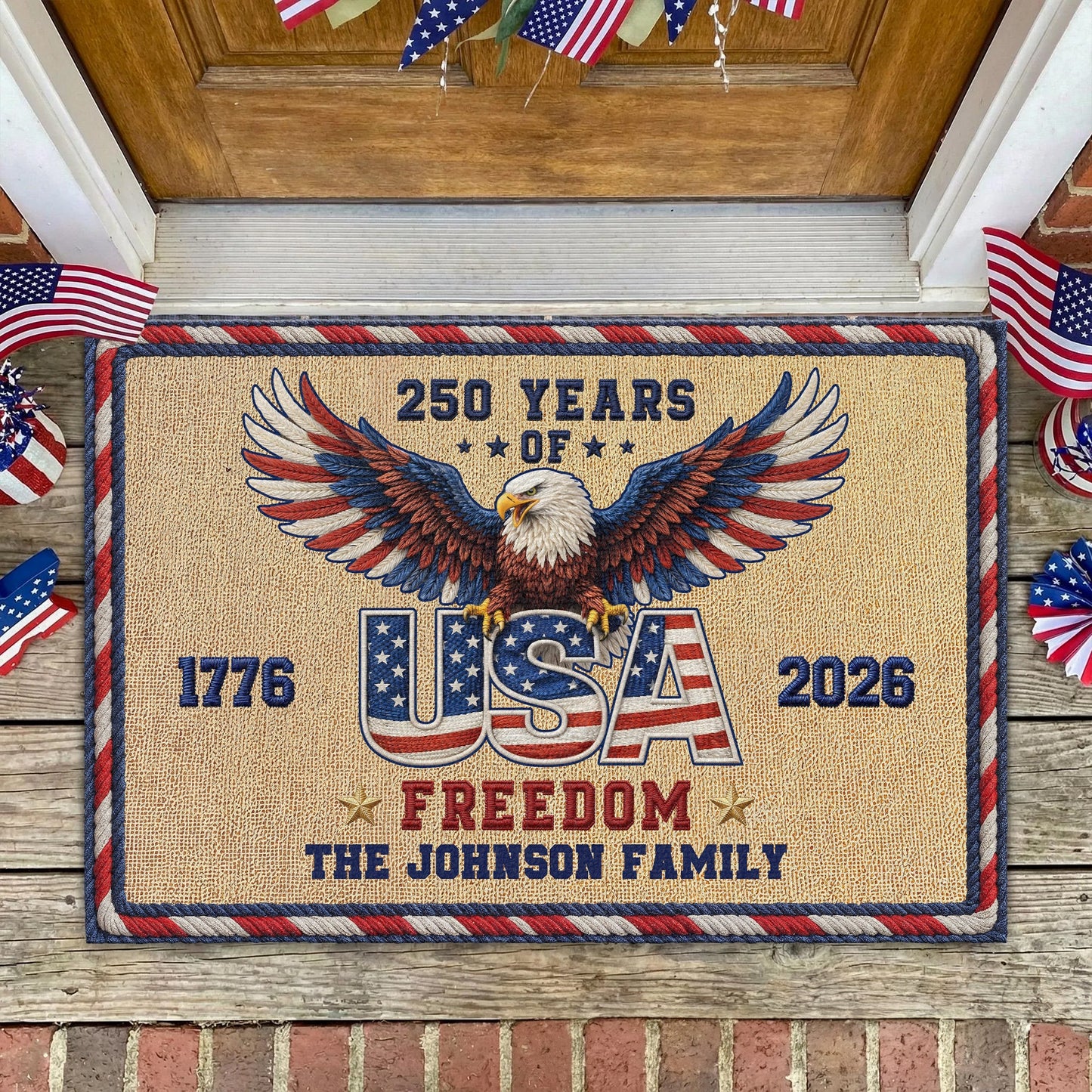 USA 250 Anniversary - Personalized Family Name Doormat