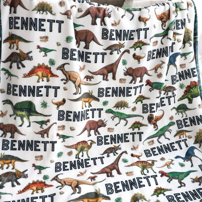 Personalized Children’s Dinosaur Forest Name Blankets