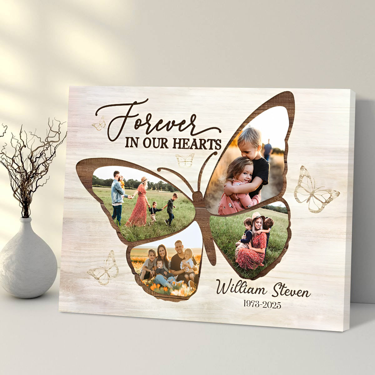 Personalized Butterfly Memorial Canvas / Poster - Custom Photo Memorial Gift