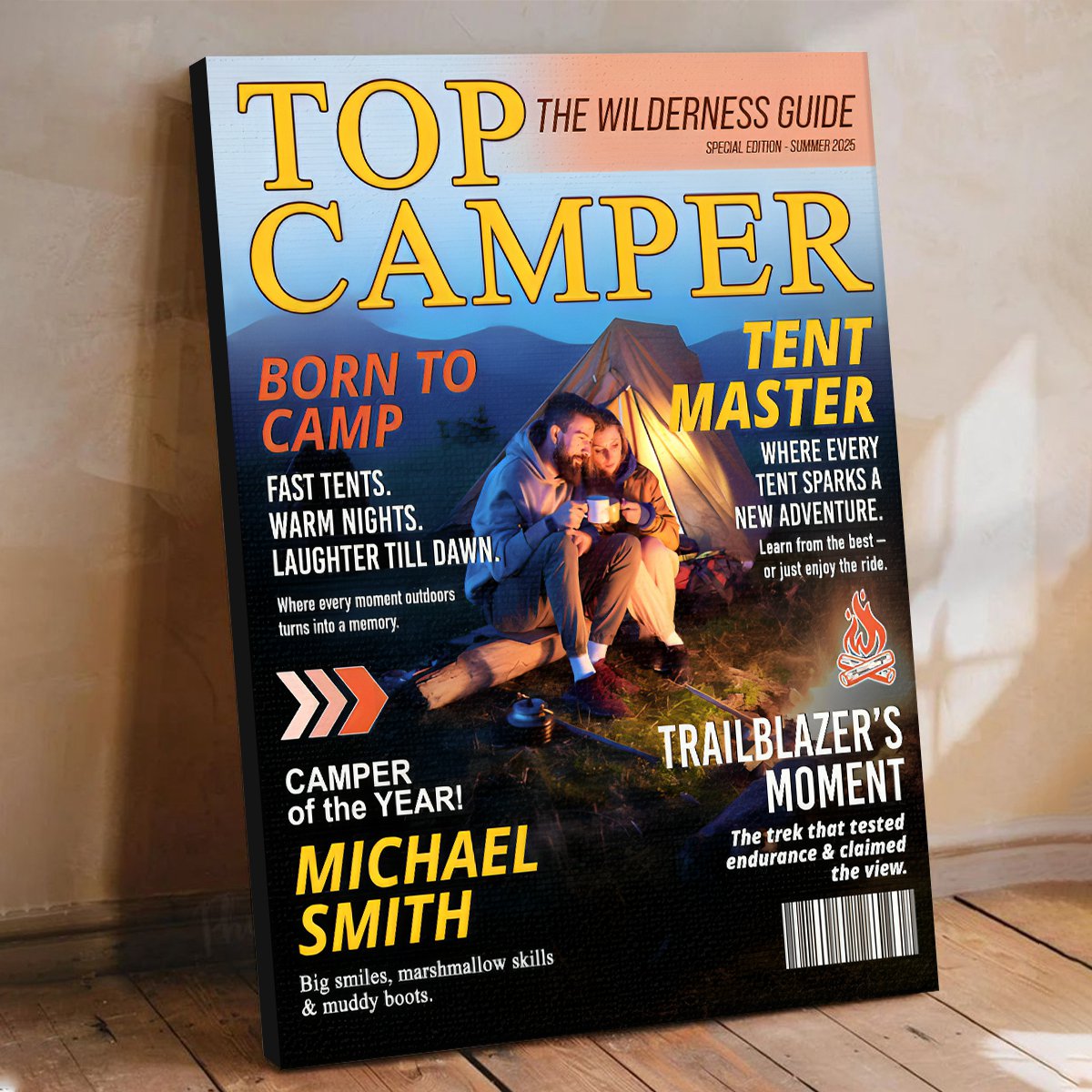 Personalized Camping Magazine Cover personalization view for Husband