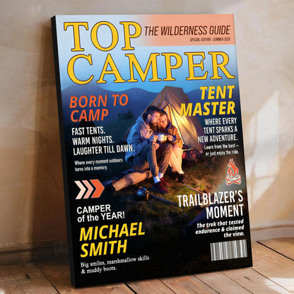 Personalized Camping Magazine Cover personalization view for Husband