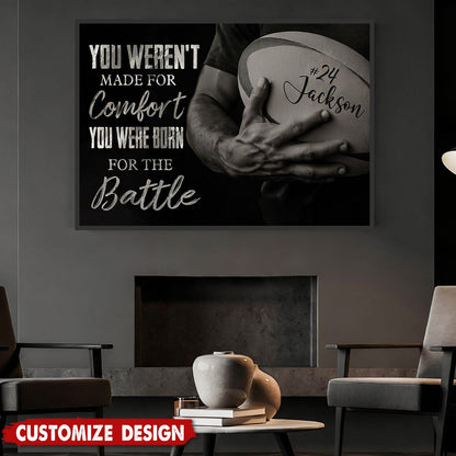 Personalized “You Were Born For The Battle” Rugby Canvas / Poster - Motivational Gift for Rugby Lovers