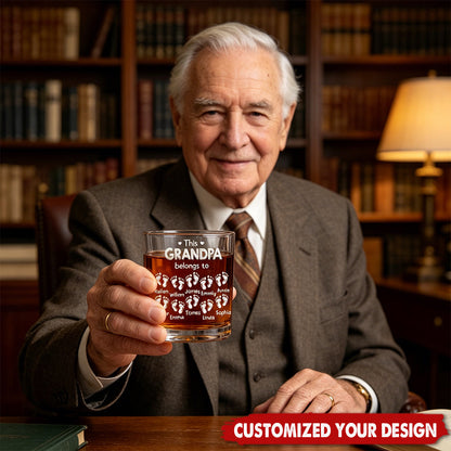 Tumbler material and size view - Personalized Grandpa Whiskey Glass