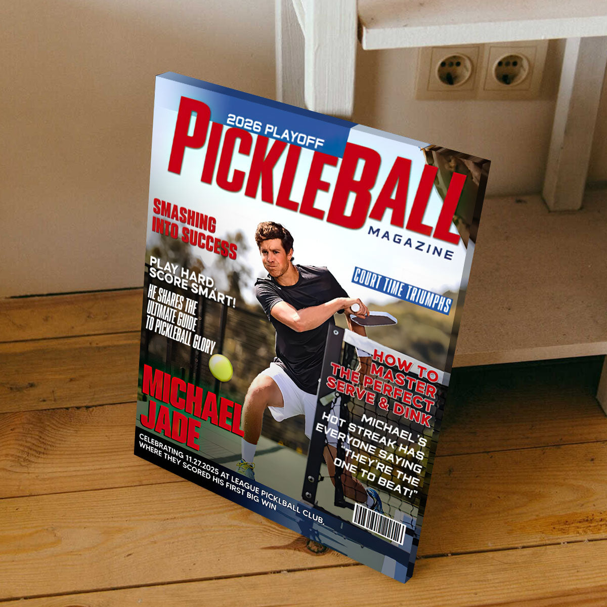 Personalized Pickleball Magazine Cover Poster / Canvas - Custom Sport Gift for Players