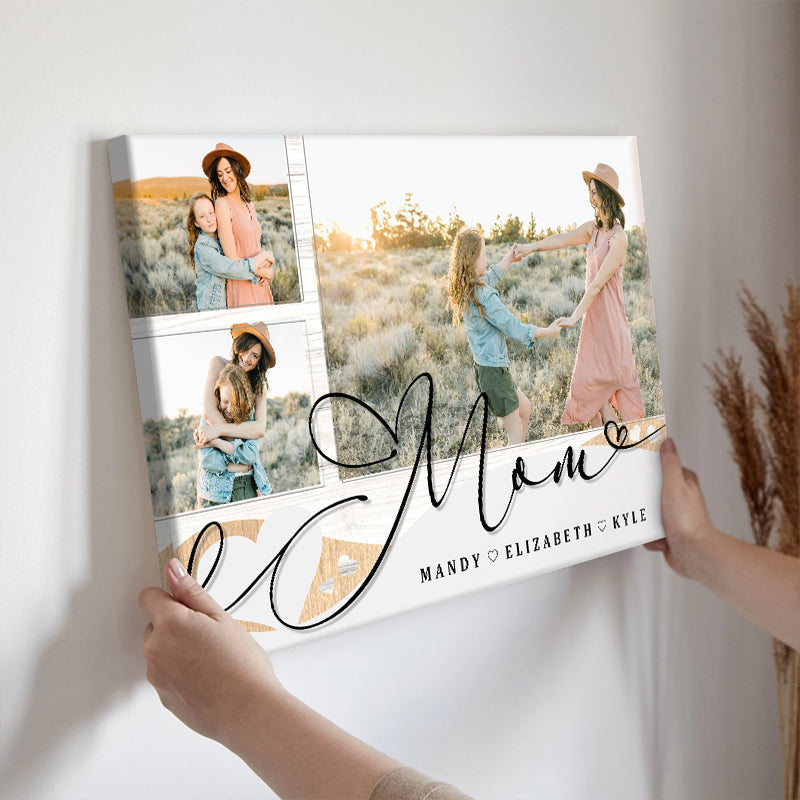 Custom Photo - Love You Mom - Personalized Customized Canvas - Gift Mom Mother's Day Gift