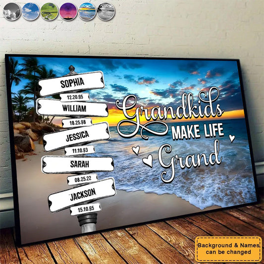 Personalized Street Signs With Grandkids Names Poster / Canvas - Custom Gift For Grandma
