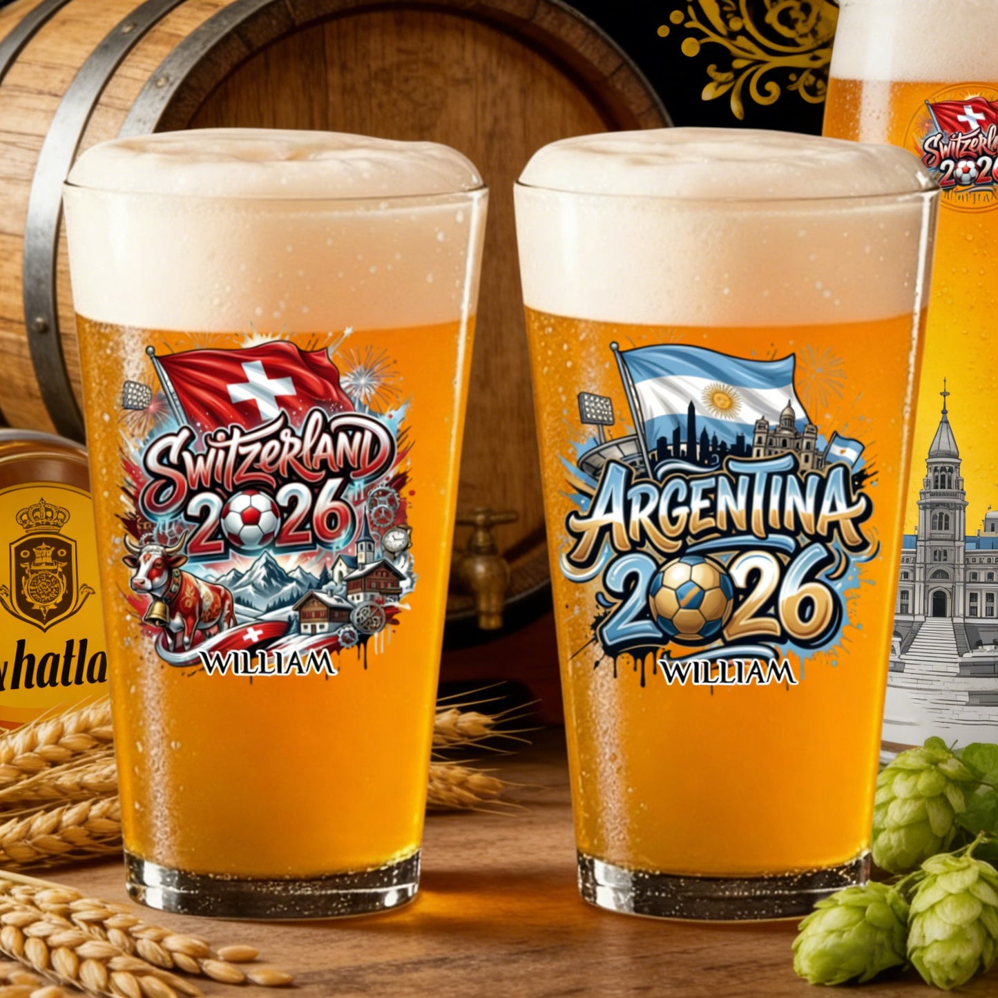 Personalized 2026 Soccer Beer Glass - Custom Name & Icon | Gift For Soccer Fans