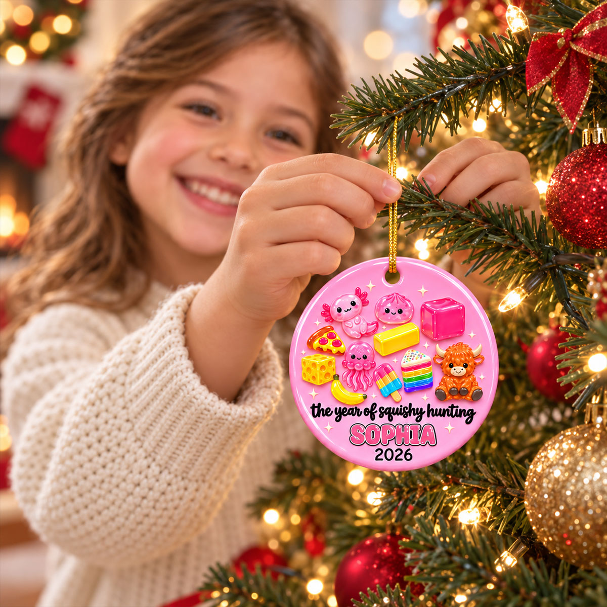 "The Year of Squishy Hunting" Personalized Ceramic Ornament - Christmas Keepsake for Kids