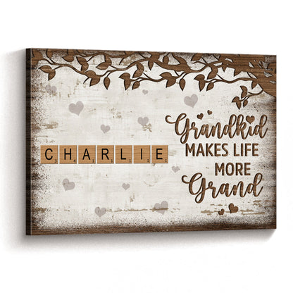 Grandkids Make Life More Grand - Personalized Crossword Canvas / Poster