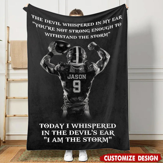 Personalized I Am The Storm Football Boys Blanket - Gift For Football Lovers