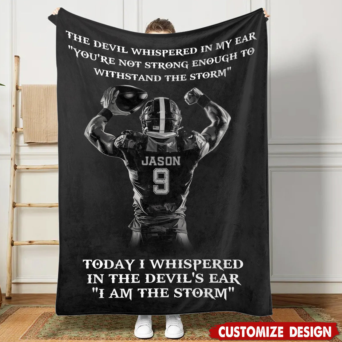 Personalized I Am The Storm Football Boys Blanket - Gift For Football Lovers