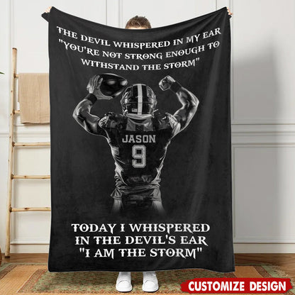 Personalized I Am The Storm Football Boys Blanket - Gift For Football Lovers
