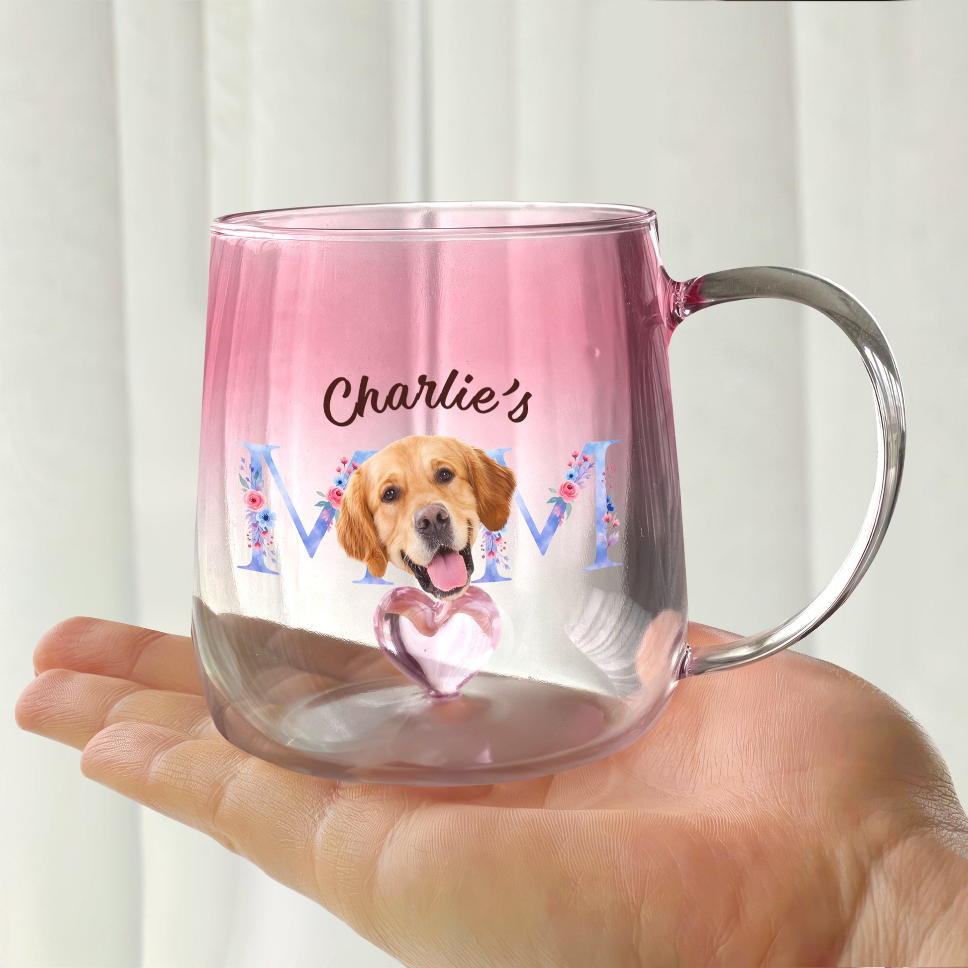 Personalized Glass Mug - Custom Photo Mom With Pink Gradient | Mother’s Day Gift