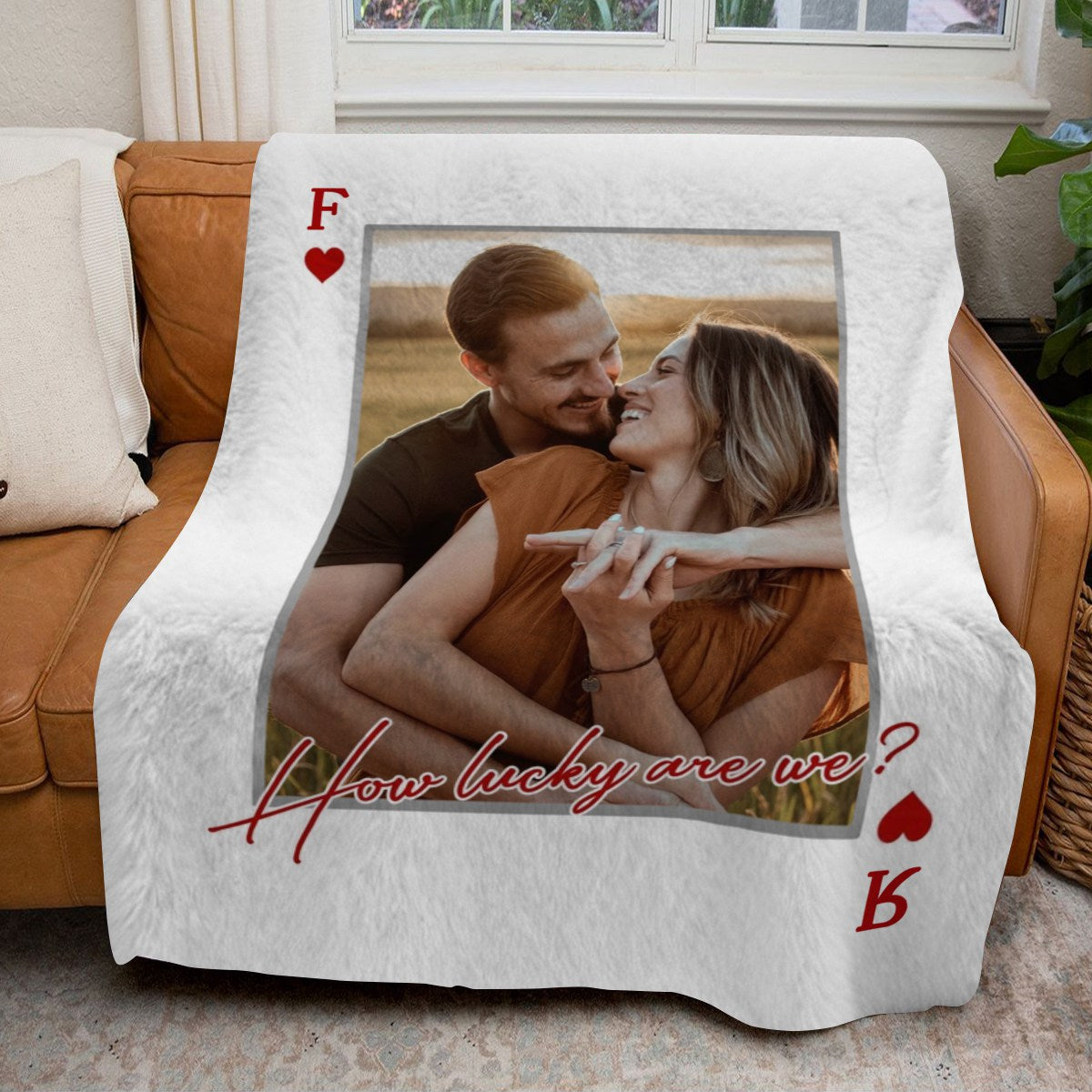 Personalized “Playing Cards” Photo Blanket - Custom Anniversary Gift for Couple