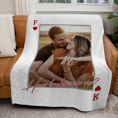 Personalized “Playing Cards” Photo Blanket - Custom Anniversary Gift for Couple