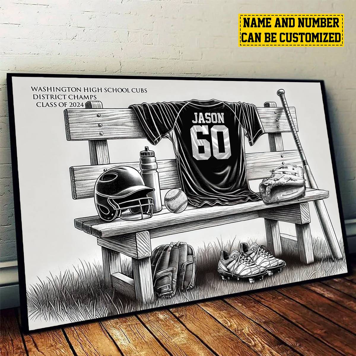 Custom Baseball Team Canvas personalization view for Son/Grandson